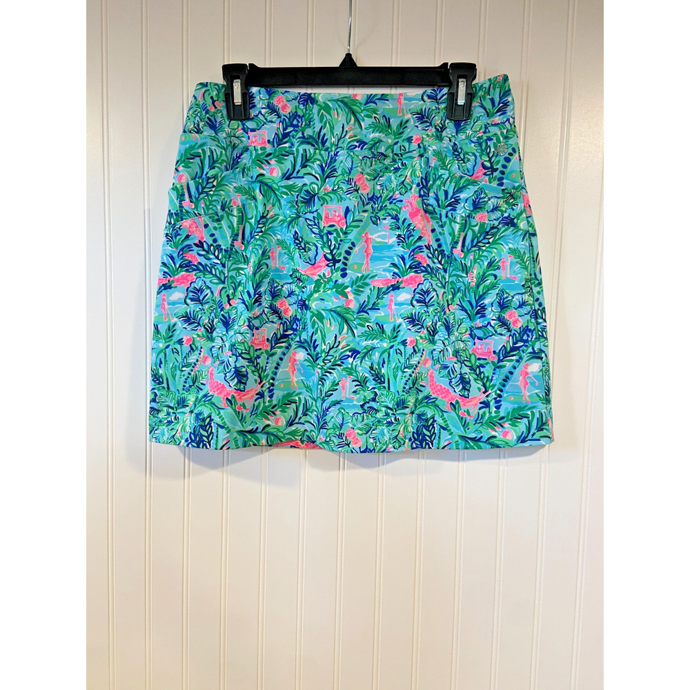 Lilly Pulitzer Maryana Skort 4 Leaves Female Golfer Clubs Green Bright Pink
